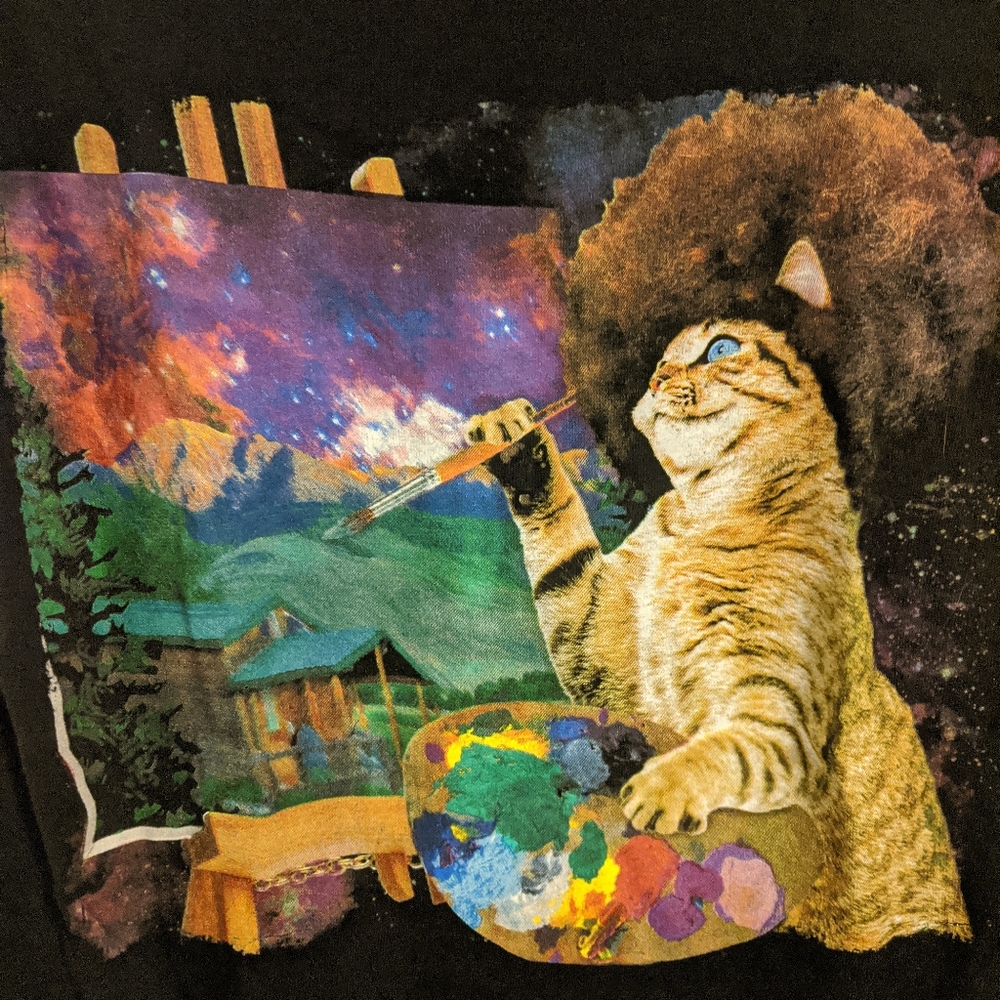 Cat Bob Ross T-shirt